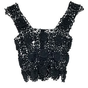 Alix Pinho Crocheted Black Maya Tank Top Size L